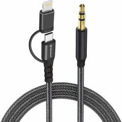 Techsuit Cabluri audio Adaptor Techsuit 3in1, Jack, iPhone, Hi-Fi, 1m - EchoSnap, Universal - Negru (KF2349040)