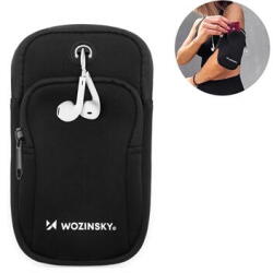 Wozinsky Borseta Brățară telefon alergare Wozinsky mana Hurtel Running, Iesire casti, 2 buzunare, WABBK1, Universal - Negru (WOZ-5907769306815)