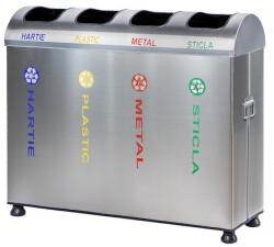 IgienaPHS Set 4 cosuri gunoi inox colectare selectiva cos reciclare gunoi - 4*39 litri (1848) - vexio Cos de gunoi