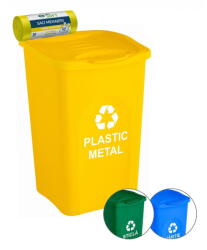 IgienaPHS Cos gunoi colectare selectiva galben/ plastic 50 litri (CYC-24) - vexio Cos de gunoi