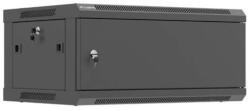 Lanberg WF01-6404-00B 19" 4U SZÉL: 600mm MÉLY: 450mm MAG: 290mm lapraszerelt fémajtós fekete fali rack szekrény - 3bnetwork