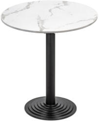 BB Bútor Kerek dohányzóasztal Ø70 cm, lépcsőzetes matt fekete talppal - fehér márvány (0610-BB-_0258-BB)