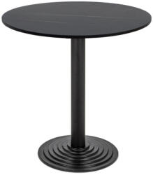 BB Bútor Kerek dohányzóasztal Ø70 cm, lépcsőzetes matt fekete talppal - fekete márvány (0610-BB-_0188-BB)