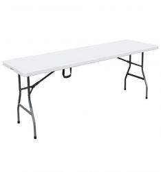 BB Bútor Téglalap alakú összecsukható kerti vendéglátóasztal 180×76 cm - fehér (0107-BB)