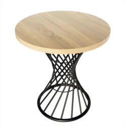 BB Bútor Kerek loft dohányzóasztal Ø68 cm, áttört talppal - Sonoma tölgy (0399-BB-_0252-BB-KO)