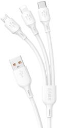 Dudao Cablu date/încărcare Dudao 3 in 1 USB-C micro USB Lightning, incarcare rapida 6A, lungime 1.2m, Universal - Alb