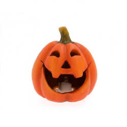 D&D Halloween tök LED-es kerámia 9x9x10 cm narancssárga, zöld (252158)