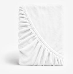 Goldea cearceaf de pat cu elastic din micropluș deluxe - alb 180 x 200 cm