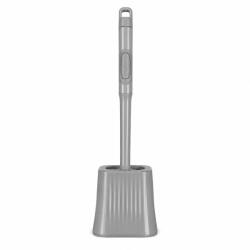 Flippy Perie de Toaleta, Flippy, cu Recipient pentru Lichid, perie din TPR, Montare fara Perfoare, 12 x 6.5 x 40 cm, Gri