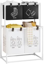 Flippy Cos de Rufe, Flippy, cu 2 Etaje, 4 Cosuri, Cadru de Otel Inoxidabil, 97x44x57 cm, Alb