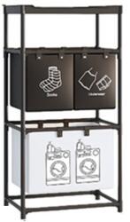 Flippy Cos de Rufe, Flippy, 3 Rafturi, 3 Cosuri, Cadru de Otel Inoxidabil, 123x28x57 cm, Negru