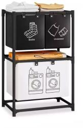 Flippy Cos de Rufe, Flippy, cu 2 Etaje, 3 Cosuri, Cadru de Otel Inoxidabil, 97x28x57 cm, Negru