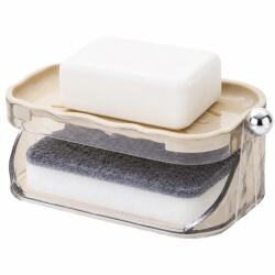 Flippy Savoniera Dubla Flippy EasyDry, 2 Straturi, cu Suport pentru Burete, Montare Fara Gaurire, 13.5 x 8.5 x 6 cm, Bej