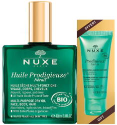 NUXE Set Nuxe: Huile Prodigieuse Multi-Purpose Neroli, Testolaj, Arcra, Testre és hajra, 100 ml + Prodigieux Neroli, Shower Gel, All Over The Body, Minden bőrtípusra, 30 ml