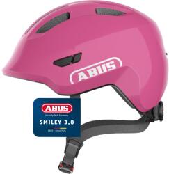 ABUS Cască pentru copii ABUS Smiley 3.0 - cască de bicicletă cu o potrivire adâncă, design prietenos pentru copii și spațiu pentru o împletitură - pentru fete și băieți - roz strălucitor, mărime M - 67272 