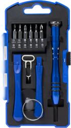 LogiLink TRUSA scule surubelnite, LOGILINK, set 17 bucati: 12x biti (0.3x1.5mm, 0.4x2.0mm, T4, T5, T6, T7, PH000, PH00, PH0, Y1, 0.8mm, 0.2mm), 2x bara plastic, 1x ventuza transparenta, 1x pin card SIM, maner 