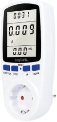 LogiLink PRIZA LOGILINK, Schuko x 1, conectare prin Schuko (T), contor de cost energie, 16 A, afisaj energie / putere / tarif cost, baterie incorporata, alb, "EM0003" (timbru verde 0.18 lei) (EM0003)