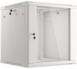 Lanberg V2 19"-os fali rack szekrény 12U/600x600 (lapos csomagolás) üvegajtóval, szürke