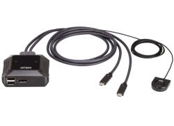 ATEN US3312 2-Port 4K DisplayPort USB-C Cable KVM Switch with Remote Port Selector (US3312) - pcx