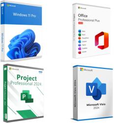 Microsoft Pachet 4 in 1: Licente digitale Windows 11 PRO + Office 2024 PRO PLUS + Visio 2024 + Project 2024 - licentepro