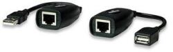 Manhattan Cablu prelungitor USB Manhattan prin cablu retea RJ45, Negru (179300)