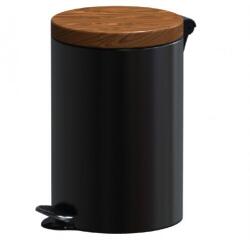 Studio Casa Cos Menajer De Gunoi Cu Pedala, Metal, 12L Negru / Design Wood, Studio Casa (ST12LNWOOD) Cos de gunoi
