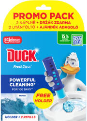 DUCK Fresh Discs Marine WC-öblítő korong utántöltő + ajándék adagoló 2 x 36 ml (72 ml)