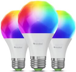 Nanoleaf Pachet 3 becuri LED RGBCW inteligente Nanoleaf Essentials Smart, Bluetooth, Compatibil Matter, A60, E27, 9W (60W), Lumina alba si colorata 2700-6500 K (NF080B02-3A19E)