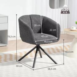 HomCom Karosszék, kárpitozott, kényelmes ülőfelülettel, forgó, kényelmes huzattal, sötétszürke