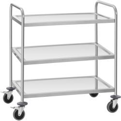 Royal Catering Cărucior de serviciu din oțel inoxidabil - 3 rafturi - până la 150 kg RCSW-3SQ2 (RCSW-3SQ2)
