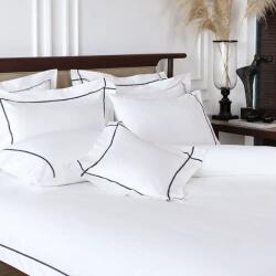  Premium matrimonális ágyneműszett, Valeron, 7 darabos, Mono, Hotel Collection, 100% szatén pamut, fehér/szürke