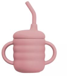 APPEKIDS Cana din silicon cu pai, 6 luni+, Old Rose, Appekids Set pentru masa bebelusi