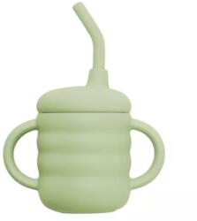 APPEKIDS Cana din silicon cu pai, 6 luni+, Raw Green, Appekids Set pentru masa bebelusi