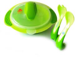 PUR BABY Set boluri in forma de morsa cu tacamuri, verde, PUR Set pentru masa bebelusi