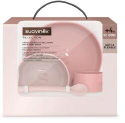 Suavinex Set pentru diversificare Colour Essence, +4 luni, roz, Suavinex Set pentru masa bebelusi