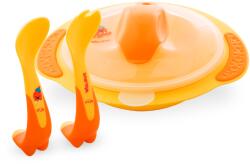 PUR BABY Set boluri in forma de morsa cu tacamuri, galben, PUR Set pentru masa bebelusi