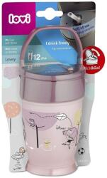 LOVI Cana Mea cu pai JUNIOR Lovely Fata, 250ml Set pentru masa bebelusi