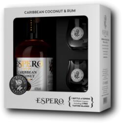 Ron Espero Caribbean Coconut + 2 Pohárral 40% 0, 7L ajándékcsomagolás 2 pohárral