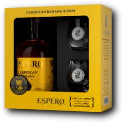 Ron Espero Caribbean Banana + 2 Pohárral 40% 0, 7L ajándékcsomagolás 2 pohárral