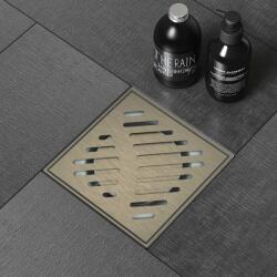 Inter Ceramic Set rigola pentru dus Inter Ceramic New Generation cu capac cu fante diagonale 10x10 cm finisaj bronz periat (6414 BR NEW GENERATION)