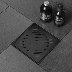 Inter Ceramic Set rigola pentru dus Inter Ceramic New Generation cu capac cu fante diagonale 10x10 cm finisaj negru lucios (6414 B NEW GENERATION)