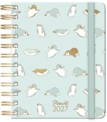 PLANALL Határidőnapló PLANALL Midi B/6 heti spirálos keményfedelű gumis Penguin 2027 (7540222001) - vectraline