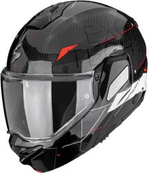 Scorpion Cască de motocicletă Scorpion EXO-TECH II Carbon Viator, flip-up, negru-alb-roșu (SCRP180-560-105)