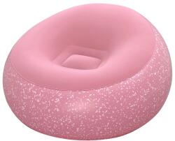 Bestway Inflate-A-Chair felfújható fotel 112x112x66 cm, rózsaszín, bársony felületű vinyl lounge szék beltérre és kültérre, 1 személyes
