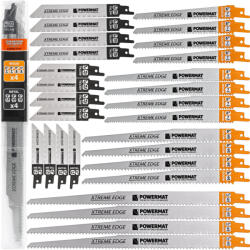 Powermat Szablyafűrészlap Készlet - 28 darabos, Fa és Fém vágásához - Univerzális befogás (PM1374) (POW-PM1374)