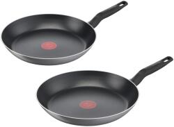 Tefal Set de tigăi Tefal Easy Cook & Clean 24/28 cm, înveliș antiaderent, tigăi, termosignal la temperatura ideală de prăjire, NU este potrivit pentru inducție, ușor de curățat, Fabricat în Franța, B5559033