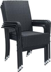 Juskys Scaune din ratan Yoro 4 buc - negru