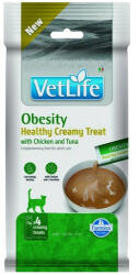 Vet Life Adult Cat Obesity Creamy Treat krémes jutalomfalat túlsúlyos, válogatós vagy gyógyszerezett cicáknak 60g