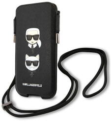 Karl Lagerfeld Geantă Karl Lagerfeld Saffiano Ikonik Karl & Choupette Head pentru 6.7 inch - Negru