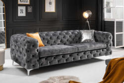 Rococo Stílusos 3 személyes kanapé Rococo 235 cm sötét szürke bársony